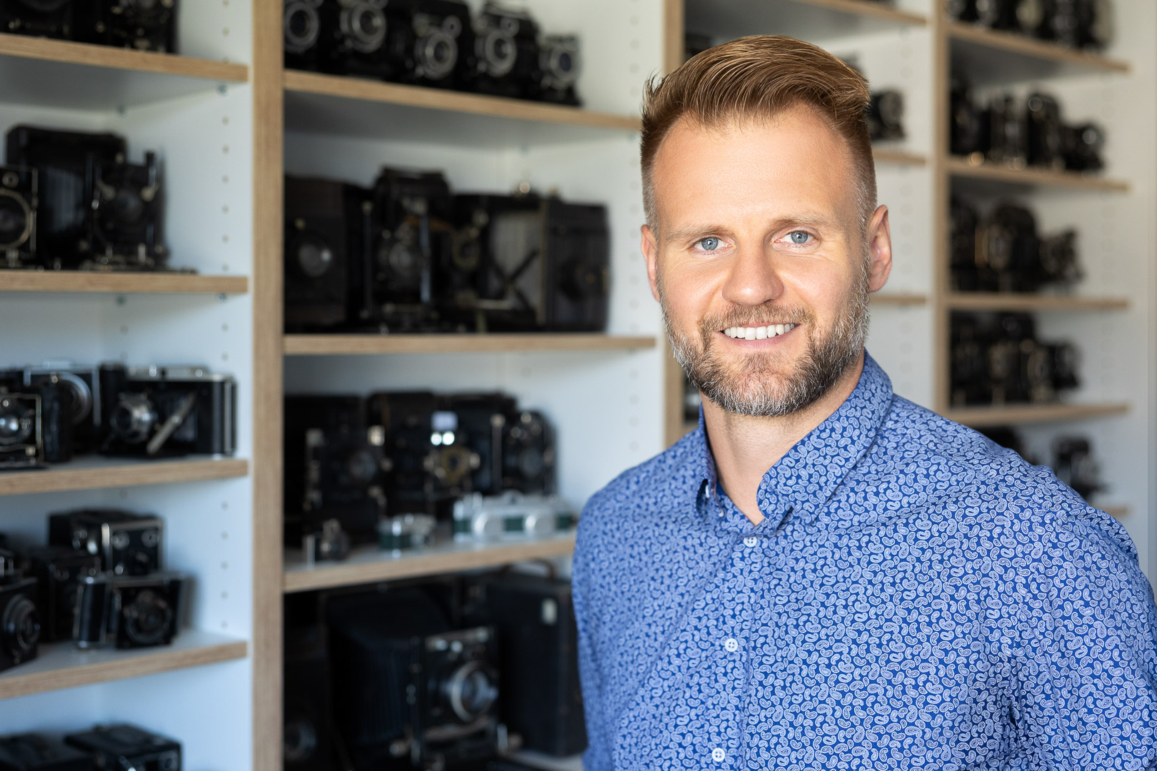 Business portrét u sbírky fotoaparátů