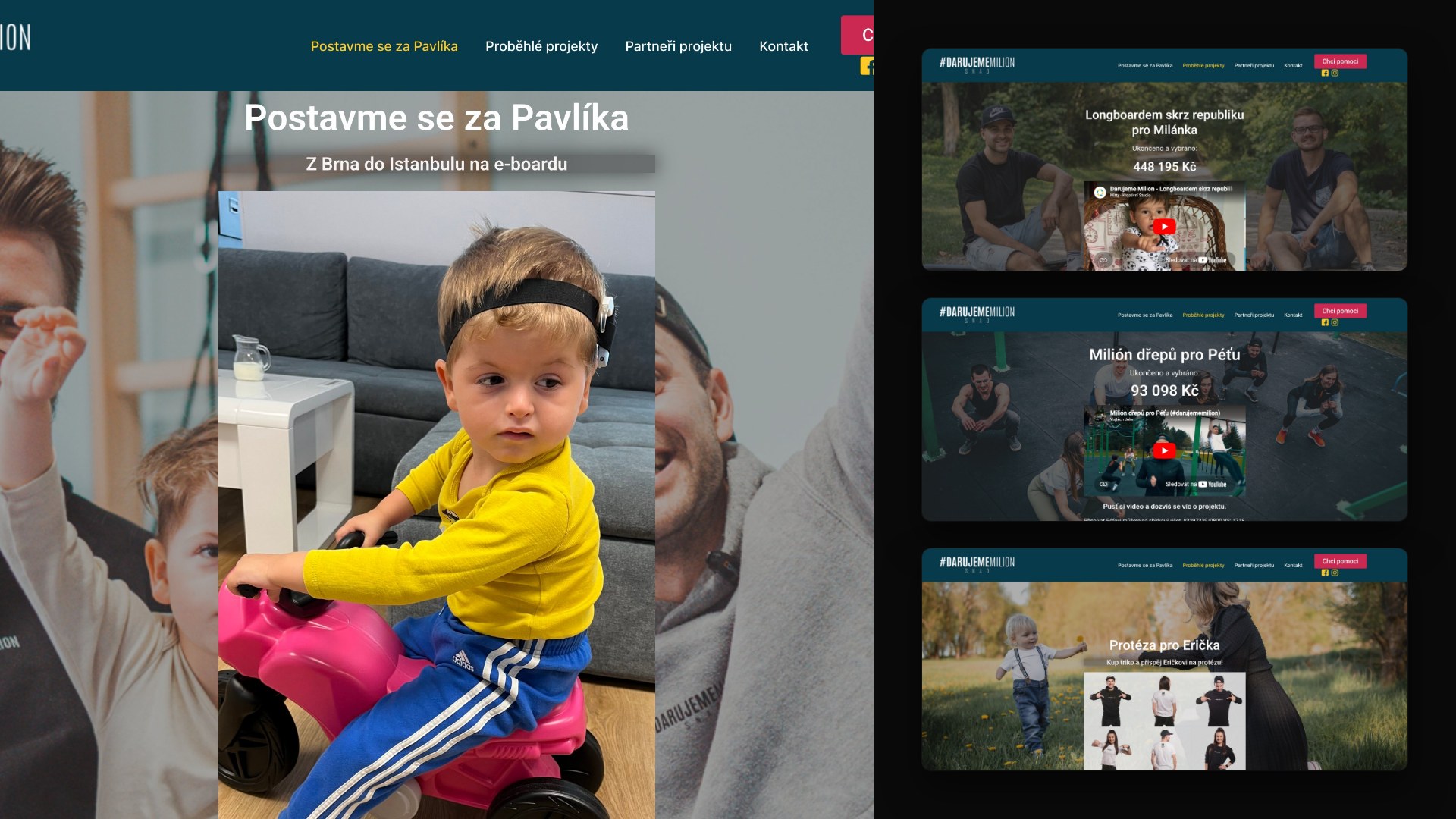 Darujememilion. Web pro charitativní projekt